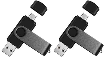 2-Pack 256GB Dual USB Flash Drive 2.0 - USB C & USB A 2-in-1 Thumb Drive for PC, Type C Phones,External Memory Stick for Photos/Videos