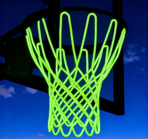 Nightlight Basketball Net, Luminous Outdoor Portable Sun Powered Sport Nylon for Pool Beach Backyard, Anti Whip