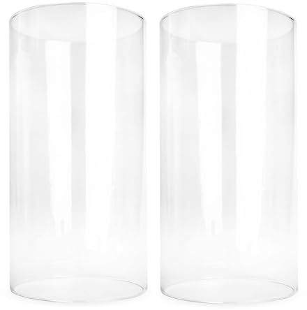Sendez 2 cilindros de cristal sin base, altura: 20 cm, diámetro de 10 cm, portavelas, decoración de mesa, portavelas, farol