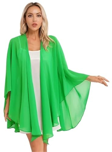 Chal para vestido de novia Gasa mujer mujer capas ligeras chaqueta noche boda envolturas nupciales accesorios chal vestido cubrir(Green)