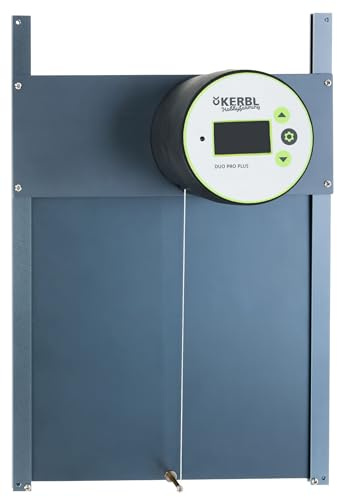 Kerbl Hobbyfarming Porte Automatique pour Poules Duo Pro Plus, Trappe pour Poules, Plastique/Aluminium, 47x32,5cm, Commande par la lumière du Jour etminuterie, Verrouillage Automatique
