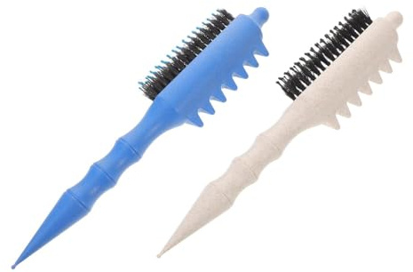 BESTYASH Cepillo para Cardar Cabello Rizado 2 Piezas Cerdas de Cerda Natural Masajeador Cuero Cabelludo Peines para Alisar y Moldear Cabello Fino Uso Salón Belleza