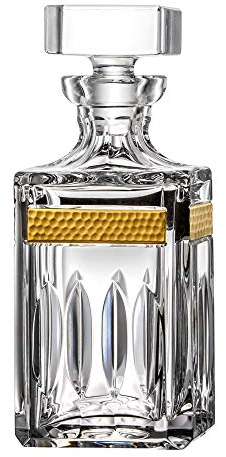 ARNSTADT KRISTALL Caraffa da whisky Bloom Gold (25 cm) in cristallo soffiato a mano, levigata a mano, realizzata a mano in Germania, bordo in oro 24 carati