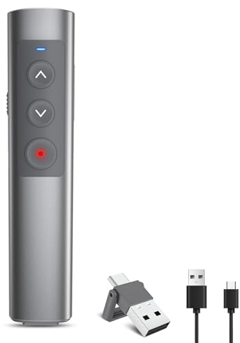 Wireless Presenter für Präsentationen Fernbedienung Powerpoint, 2.4GHz USB-C Präsentation Fernbedienung Präsentator Pointer Präsentationspointer für Windows Mac Linux