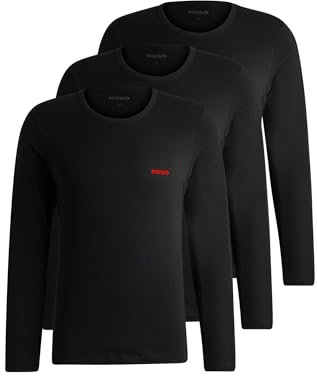 HUGO Herren Ls-Shirt Rn Triplet Longsleeve, Black1, L EU