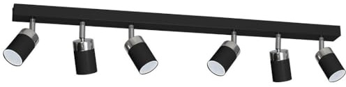 MAZZOLA LUCE Plafoniera binario da parete soffitto moderna nero cromo 6 luci faretti spot orientabili gu10 led per interni