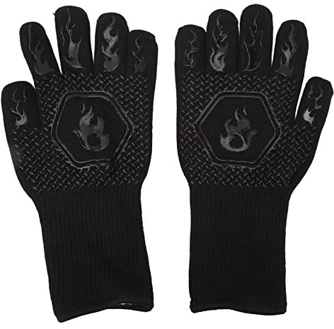 Qcwwy Guanti Ignifughi per Barbecue, Guanti Resistenti al Calore 800 ℃ Guanti Ignifughi Guanti da Griglia Grandi in Silicone a Doppia Faccia Guanti da Forno da Resistenti al