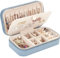 Kleines Reise Schmuckkästchen Samt, Kleine Schmuckkasten Samt für Mädchen Frauen, Mini Schmuck Organizer Aufbewahrung für Ringe Ohrringe Halskette Armbänder Kleine Schmuckkasten, Blau