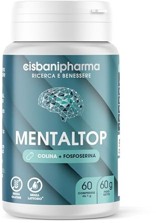 CISBANI PHARMA Mental TOP, Integratore per il Normale Funzionamento del Sistema Nervoso, ad Alto dosaggio con Colina 700 mg, Fosfoserina 100 mg e Vitamina B6 - da 60 compresse