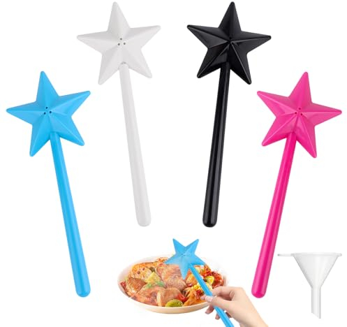 PBUSPU 4 Pezz Bacchette Magiche per Sale e Pepe, Salt Shaker Wand Con 1 imbuto, Saliera e Pepiera da Tavola, Bacchetta Magica Cucina, per Cucina, Campeggio