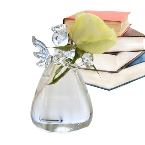 Ruwshuuk Jarrón de cristal para flores de ángel, jarrón colgante para mesa, pequeño contenedor de hidrocuerpo, jarrones hidropónicos decorativos para balcón, jardín