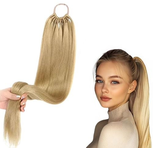 GUTERTOP 60 cm Ponytail Extension, Blond Pferdeschwanz Haarteil, Haarverlängerung Zopf für Damen Mädchen