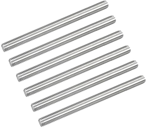 QUARKZMAN Barra Filettata M10 x 130mm Passo Filettatura 1.5mm Perni Barra Filettata in Acciaio Inox 304 Destre Completamente Filettati Aste 6 Pezzi