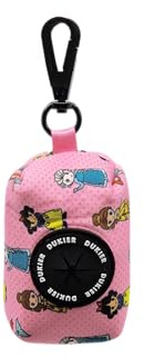 DUKIER - Distributeur de Sacs à Déjections Canines, Porte-Sacs en Tissu pour Animaux, Accessoire avec Mousqueton, Motif Princesses