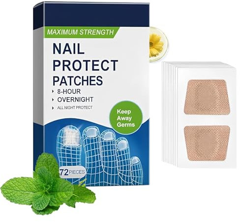 Extra Strong Toenail Fungus with 72 Nail Patches, Natural Tea Tree Oil Formula for Safe Nail Care, Breathable & Comfortable for Overnight Use