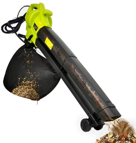 Soplador y aspirador de hojas para jardín de 3000 W, 3 en 1 con bolsa recolectora de hojas de 40 L, relación de trituración de 16:1, potente recolector de hojas para el cuidado del césped, patio y j