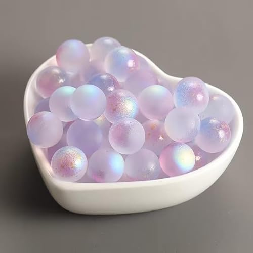 Yjemle 20pcs Purple Glass Marbles Luminous Glass Ball Colorful Glass Marbles Vase Filler Fish Tank Home Decor DIY Jewelry Accessories Aquarium Décor Thematic Ornaments (12mm)