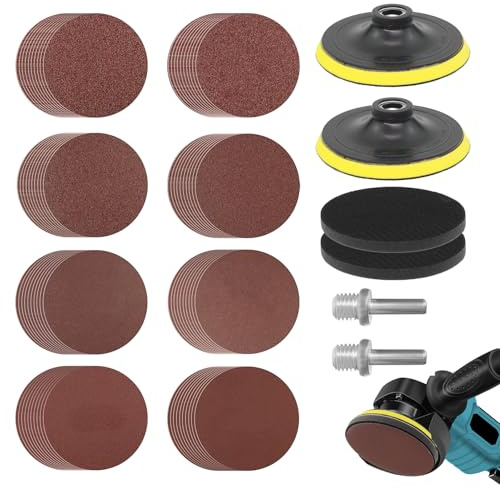 BEASAFY 80 Pièces Disques Plateau de Ponçage 125mm, Disque Poncage Grain 40/60/ 80/120/ 180/240/ 320/600, Disque Abrasif avec Filetage M14 pour Meuleuse D'angle