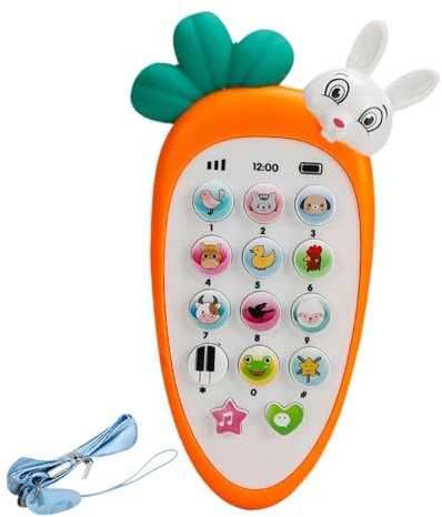 Juguete Para Teléfono Para Bebé: Mini Móvil De Zanahoria, Luz Suave Para La Dentición, Botones De Sonido Musical | Dispositivo Interactivo De Aprendizaje Sensorial Para Bebés, Niños Pequeños, Seis Mes