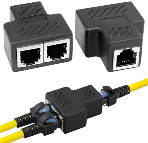 GWEOR 2 Pezzi RJ11 Connettori Splitter Ethernet, Adattatore da 1 a 2 Connettore per Ethernet Cat5 Cat5e Cat6 Cat7 Cavo