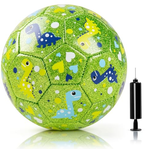U&C Planet Kids Football Size 2 Mini Traning Ball with Pump | Small Ball for Children, Garden Indoor & Outdoor Toy, Durable Dino Design, Christmas Birthday Gift for Boys & Girls