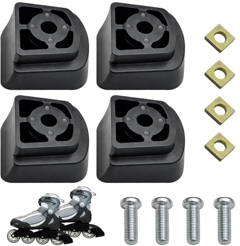 PONGH Pack of 4 Brake Pads Inline Skates, Universal PP Including Screws Nuts Replacement Brake Stopper Brake Pad Made of TPR Inline Brake Pad for Rear Mounting