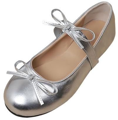 Generisch Ballerine da donna con punta rotonda, piatte, slip-on, super morbide per il comfort, scarpe in pelle, comode per passeggiate, tacco basso, stile casual, punta rotonda, scarpe tradizionali