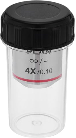 Lurrose Objectif de Microscope de Laboratoire Lentille de Microscope Biologique de Laboratoire 4X Cuivre Argenté Précision et Analyse