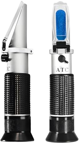 Vino Rifrattometro Tenuto in Mano,V·RESOURCING Brix/Alcol Rifrattometro con ATC per Vinificazione Homebrew kit, Dual Scale (Brix 0 – 40%,Alcol 0 – 25%)