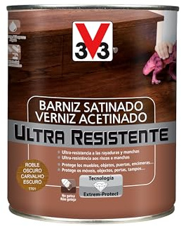 V33 - Barniz ultra resistente satinado roble oscuro 0,75l