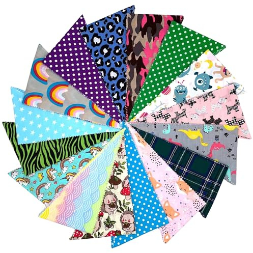 Groomers World - Pattern Bandanas - 100 Multi-Coloured Tieback Scarves - For All Dog Breeds & Sizes