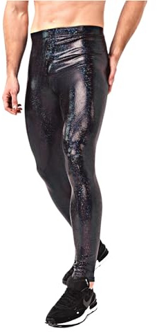 Kapow Meggings Leggings da Uomo Metallizzati e in Materiali Speciali