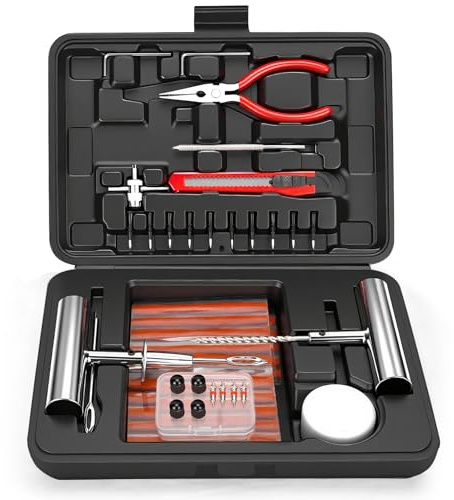 ORCISH Heavy Duty Tire Plug Kit - 70pcs All-in-One Universal Tire Repair Kit for Tubeless Flats, Emergency Tire Patch Kit for Car, Truck, SUV, ATV, Motorcycle, Trailer & RV