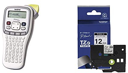 Brother PT-H105 Beschriftungsgerät (für 3,5 bis 12 mm breite TZE-Schriftbänder, bis zu 20 mm/Sek. Druckgeschwindigkeit) & TZe131 Original P-Touch Schriftband12 mm, schwarz auf transparent