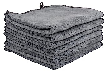 Premium Microfibre Face Cloths/Flannels/Washcloths - Pack of 6-30x30cm - 300GSM : Super Soft, Extra Thick & Highly Absorbent : Sensitive Skin, Makeup Removal & Facial Cleansing (Grey)