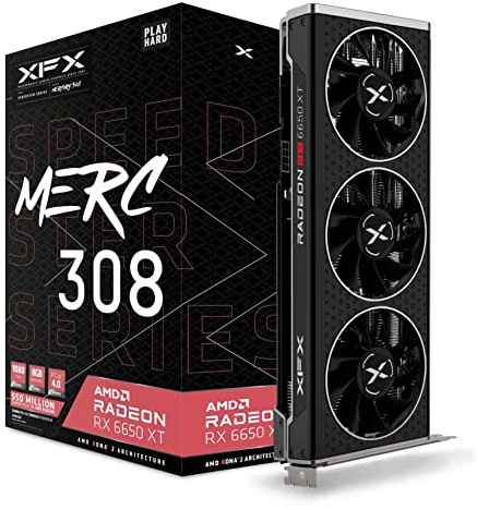 XFX Speedster MERC308 Radeon RX 6650XT Black Gaming Carte Graphique avec 8GB GDDR6 HDMI 3xDP, AMD RDNA™ 2 (RX-665X8TBDY)