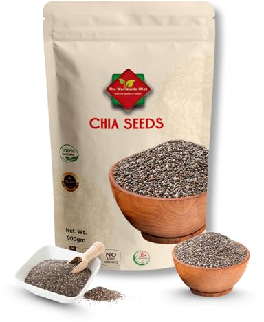 Chia Seeds (900g / 31.75 oz) | Raw Chia Seeds | Pure and Natural | Vegan | Gluten Free | GMO Free | Premium Quality | Source of Fibre | No Additives | Authentic