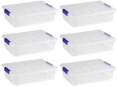 AC - Pack de 6 Cajas de ordenación de plástico Transparente. Contenedor de Almacenamiento para Guardar Libros, Ropa, Mantas - Fabricadas en España - 5 litros - 9 x 37 x 26 cm