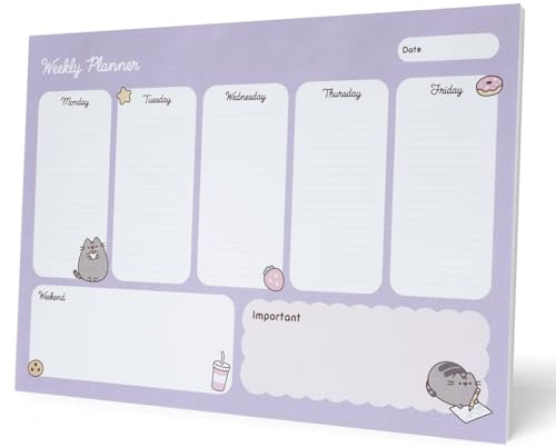 Planificador semanal A4 Pusheen Moments - Weekly planner : Planner Sin Fecha - Organizador semanal escritorio [54 págs. con Alto Gramaje]| Papelería Kawaii