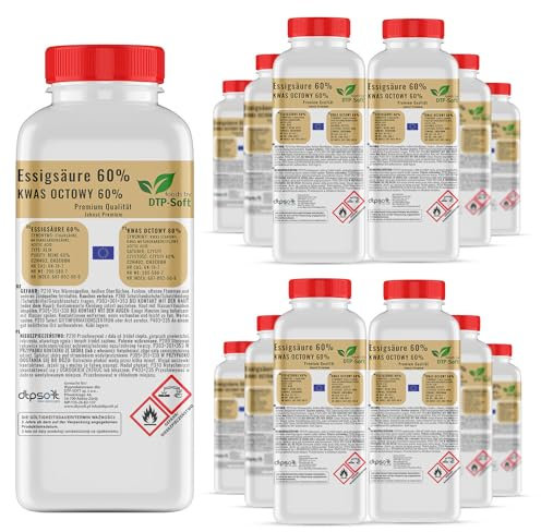 12 x 1 l ättiksyra 60 % premiumkvalitet ättika essens (12 l)