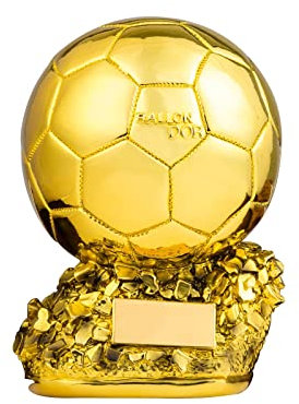 SUSANMAISON Goldener Fußball-Ballon-D'or Weltmeisterschaft-Trophäe, personalisierbar, Kunstharz, Spielerpreis, Fußball-Nachbildung, Fan, Sammlerstück, Geburtstagsgeschenk, 21 cm