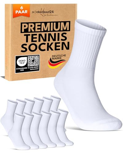 sockenkauf24 Calze Sportive Uomo Calzini Tennis 6 Paia Spugna Rinforzati Crew Socks 70107T (Bianco 43-46)