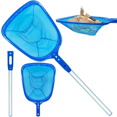 Kukigo Pool Skimmer Net,(UK Design:6372940) 65cm Swimming Pool Skimmer Net with Pole,Cleaning Pool Leaf Net,Catching Floating Leaves Insects Fish Net for Garden Cleaning Pools Hot Tubs Net