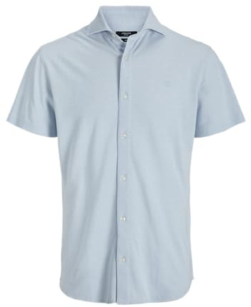 JACK & JONES Men's Jprblalance Pique S/S Shirt SMU, Chambray Blue, M