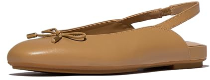 Fitflop Bailarinas para Mujer Delicato Bow Leather Slingbacks, marrón Claro, 40.5 EU Schmal
