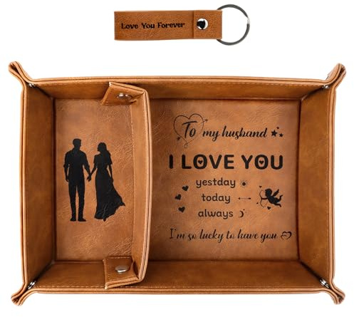 Lemicin PU Leather Valet Tray I Love You Gift for him Anniversary Presents for Husband