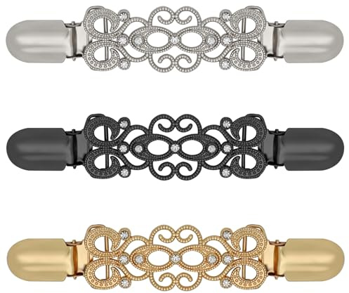 ROPAKED 3 Pcs Cinch Clips Vintage Sweater Clips Dress Clip Back Cinch Shawl Cardigan Collar Clip to Tighten Dress Pant Waist Tightener for Women