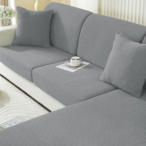 Ystyle Funda Asiento Sofa Elástico, Antiarañazos Funda Cojin Sofa Separado Ajustable, Universal Protector De Asiento Funda De Cojín, Lavable Antideslizante Antimanchas (2 Asiento, Gris Claro)