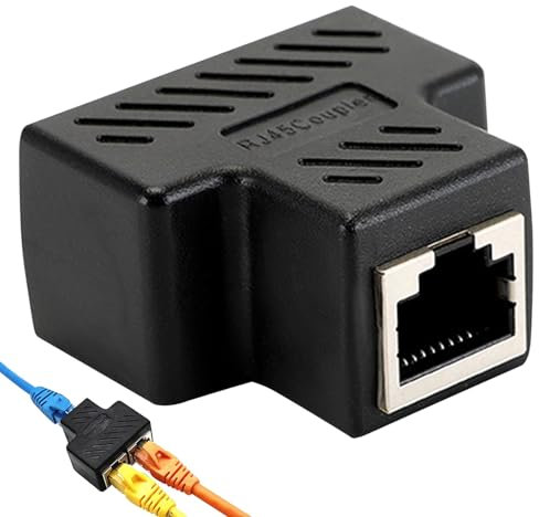 DONOONIS Prise RJ45 Double,Prise Ethernet Double 1 à 2 Répartiteur,Multi Prise Ethernet Port Réseau Local,Branchement Doubleur RJ45 pour Cat5,Cat5e,Cat6,Cat7