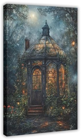 BQUWR Poster sur toile avec verre magique sous le ciel nocturne pour décoration de chambre à coucher, cadeau 20 x 30 cm